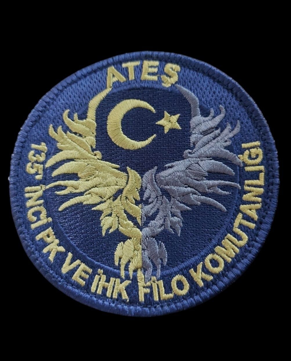9.5 cm. Çap  Ateş 135.Filo Nakış Patch