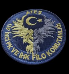 9.5 cm. Çap  Ateş 135.Filo Nakış Patch