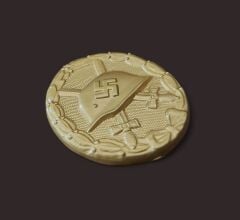 3.5x4 cm. 1939 Ww2 Alman Altın Dereceli Yara Rozeti Replikası