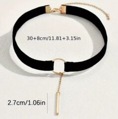 Donna Siyah Renk Süet Choker Kolye