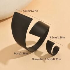 Donna Siyah Renk Çapraz Sınırlı Bileklik ve Yüzük Seti