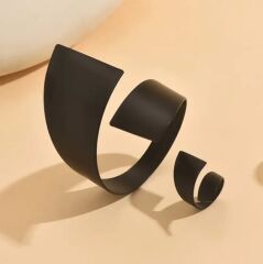 Donna Siyah Renk Çapraz Sınırlı Bileklik ve Yüzük Seti