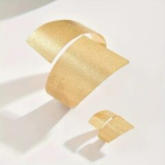 Donna Gold Renk Geometrik Mat Tasarım Bileklik Yüzük Seti