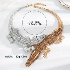 Donna Gümüş Renk Timsah Tasarım Choker Kolye