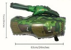 2 Adet Tank Formunda Folyo Balon (Yeşil Kamuflaj Renk)