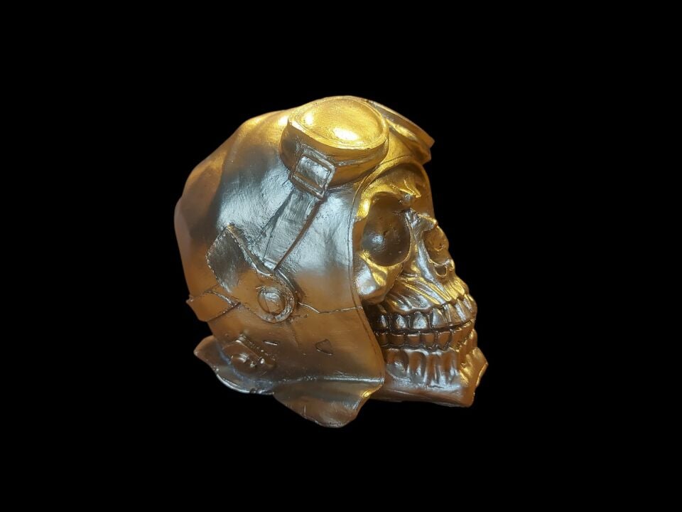 11x14x13 cm. Gold Renk Alçı Malzeme-El Boyama Dekoratif Ürün