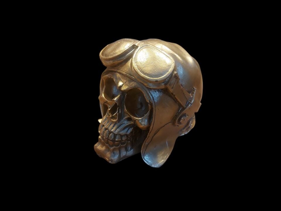 11x14x13 cm. Gold Renk Alçı Malzeme-El Boyama Dekoratif Ürün