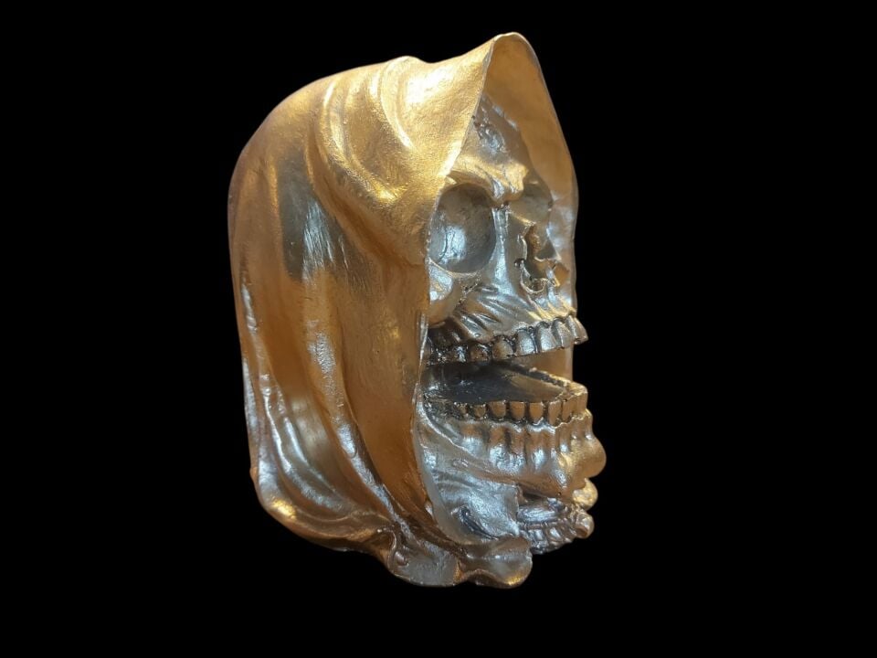 10x12x15 cm. Gold Renk Alçı Malzeme-El Boyama Dekoratif Ürün