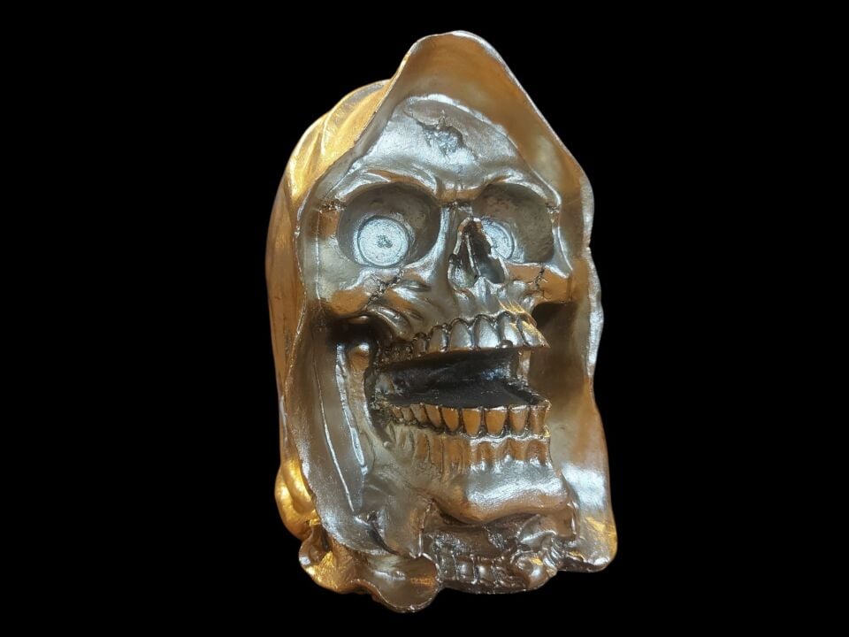 10x12x15 cm. Gold Renk Alçı Malzeme-El Boyama Dekoratif Ürün