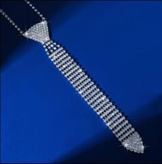 Donna Gümüş Renk Payetli (Parıldayan Taşlı) Kravat Modeli