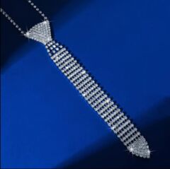 Donna Gümüş Renk Payetli (Parıldayan Taşlı) Kravat Modeli