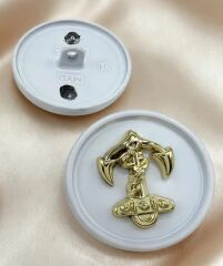 2.3 cm Çap Çapa Motifli Beyaz Renk Metal Düğme (Adet Fiyatıdır)