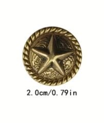 2 cm. Çap Yıldız Desenli Vintage Metal İngiliz Tarzı Ceket Düğmesi (Adet Fiyatıdır)