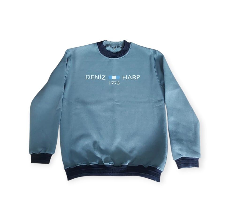 Mavi Renk Deniz Harp Sweatshirt 3 İplik Unisex (L-XL Beden)