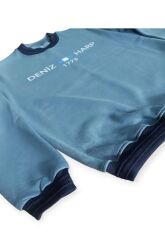 Mavi Renk Deniz Harp Sweatshirt 3 İplik Unisex (L-XL Beden)