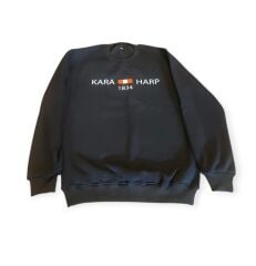 Lacivert Renk Kara Harp Sweatshirt 3 İplik Unisex (L Beden)