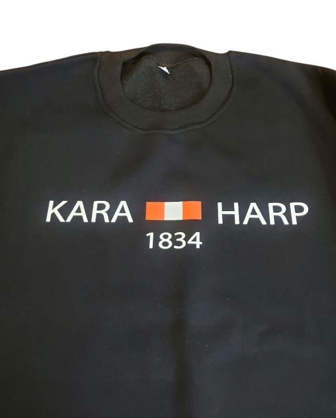 Lacivert Renk Kara Harp Sweatshirt 3 İplik Unisex (L Beden)