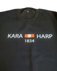 Lacivert Renk Kara Harp Sweatshirt 3 İplik Unisex (L Beden)