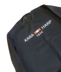 Lacivert Renk Kara Harp Sweatshirt 3 İplik Unisex (L Beden)