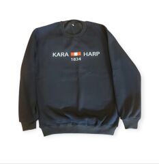 Lacivert Renk Kara Harp Sweatshirt 3 İplik Unisex (L Beden)