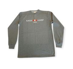 Gri Renk Kara Harp Sweatshirt  2 İplik Unisex (XXL Beden)
