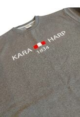 Gri Renk Kara Harp Sweatshirt  2 İplik Unisex (XXL Beden)