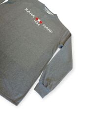 Gri Renk Kara Harp Sweatshirt  2 İplik Unisex (XXL Beden)