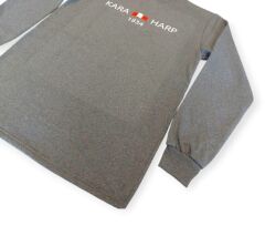 Gri Renk Kara Harp Sweatshirt  2 İplik Unisex (XXL Beden)