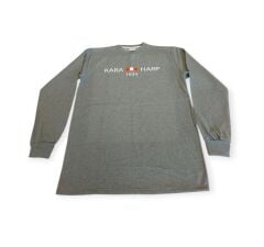 Gri Renk Kara Harp Sweatshirt  2 İplik Unisex (XXL Beden)