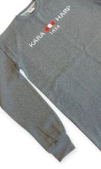 Gri Renk Kara Harp Sweatshirt  2 İplik Unisex (XXL Beden)