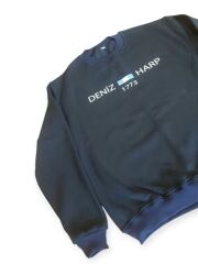 Siyah Renk Deniz Harp Sweatshirt 3 İplik Unisex (XL Beden)