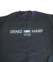 Siyah Renk Deniz Harp Sweatshirt 3 İplik Unisex (XL Beden)