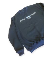Siyah Renk Deniz Harp Sweatshirt 3 İplik Unisex (XL Beden)