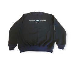 Siyah Renk Deniz Harp Sweatshirt 3 İplik Unisex (XL Beden)
