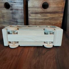 El Yapımı Mekanik Hareketli Ahşap Otobüs Oyuncak