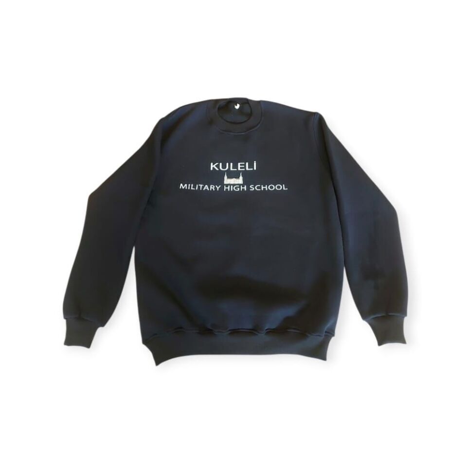 Siyah Renk Kuleli Sweatshirt 3 İplik Unisex (L-XL Beden)