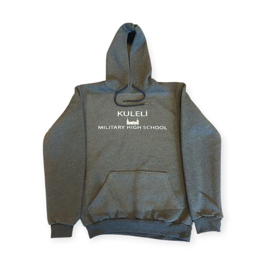 Gri Renk Kuleli Kapşonlu Sweatshirt  3 İplik Unisex (L Beden)