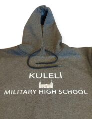 Gri Renk Kuleli Kapşonlu Sweatshirt  3 İplik Unisex (L Beden)