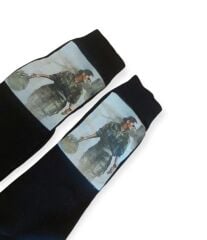 Siyah Renk Kadın Diz Altı Çorap (Kadın Pilot Baskılı)