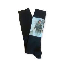 Siyah Renk Kadın Diz Altı Çorap (Kadın Pilot Baskılı)