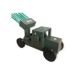 17x35x23.5 cm. El Yapımı Ahşap Masa Üstü Hava Sav. Sis. Rampası Temalı Kalemlik