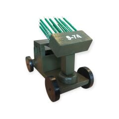 17x35x23.5 cm. El Yapımı Ahşap Masa Üstü Hava Sav. Sis. Rampası Temalı Kalemlik