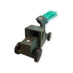 17x35x23.5 cm. El Yapımı Ahşap Masa Üstü Hava Sav. Sis. Rampası Temalı Kalemlik