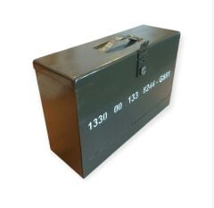 45x15x27 cm. İngiliz 1940'lar Metal Evrak-Dosya Çantası (Körüklü-Raylı)