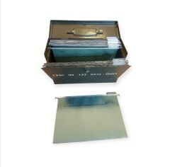 45x15x27 cm. İngiliz 1940'lar Metal Evrak-Dosya Çantası (Körüklü-Raylı)