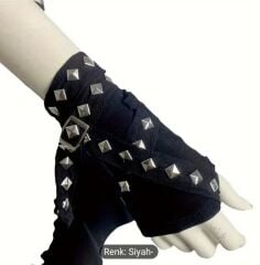 Punk Model Parmaksız Spıke'lı Eldiven Unisex (Çift)