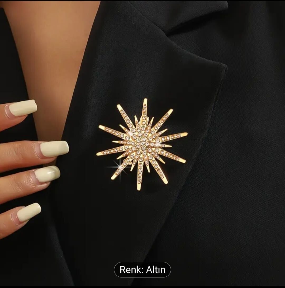 Donna  Parıldayan Taşlı Yıldız Broş