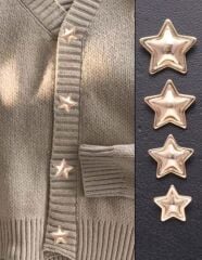 2 cm. Gold Renk Yıldız Formunda Metal Ceket Düğmesi (6 Adet)