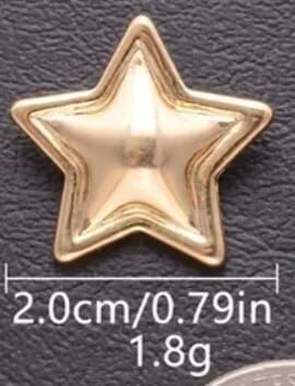 2 cm. Gold Renk Yıldız Formunda Metal Ceket Düğmesi (6 Adet)
