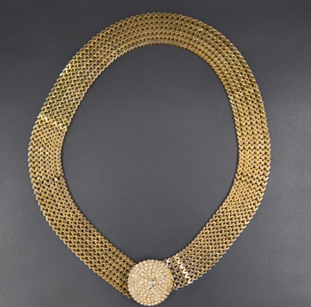 88x3.5 cm. Taşlı Tokalı  Vintage Metal Kemer